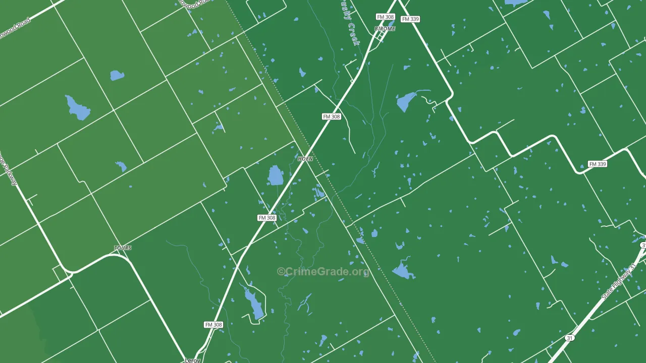 Hoen, TX Map of Vehicle Theft Rates