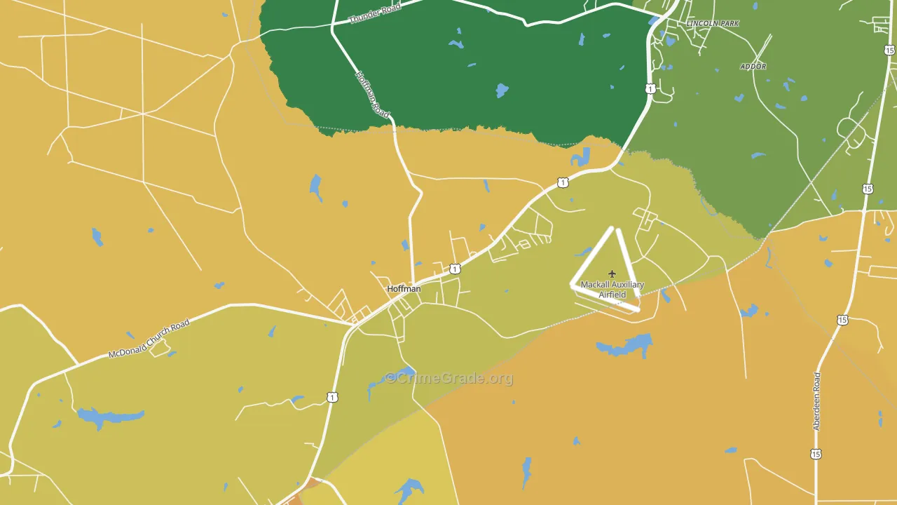 Hoffman, NC Map of Vehicle Theft Rates