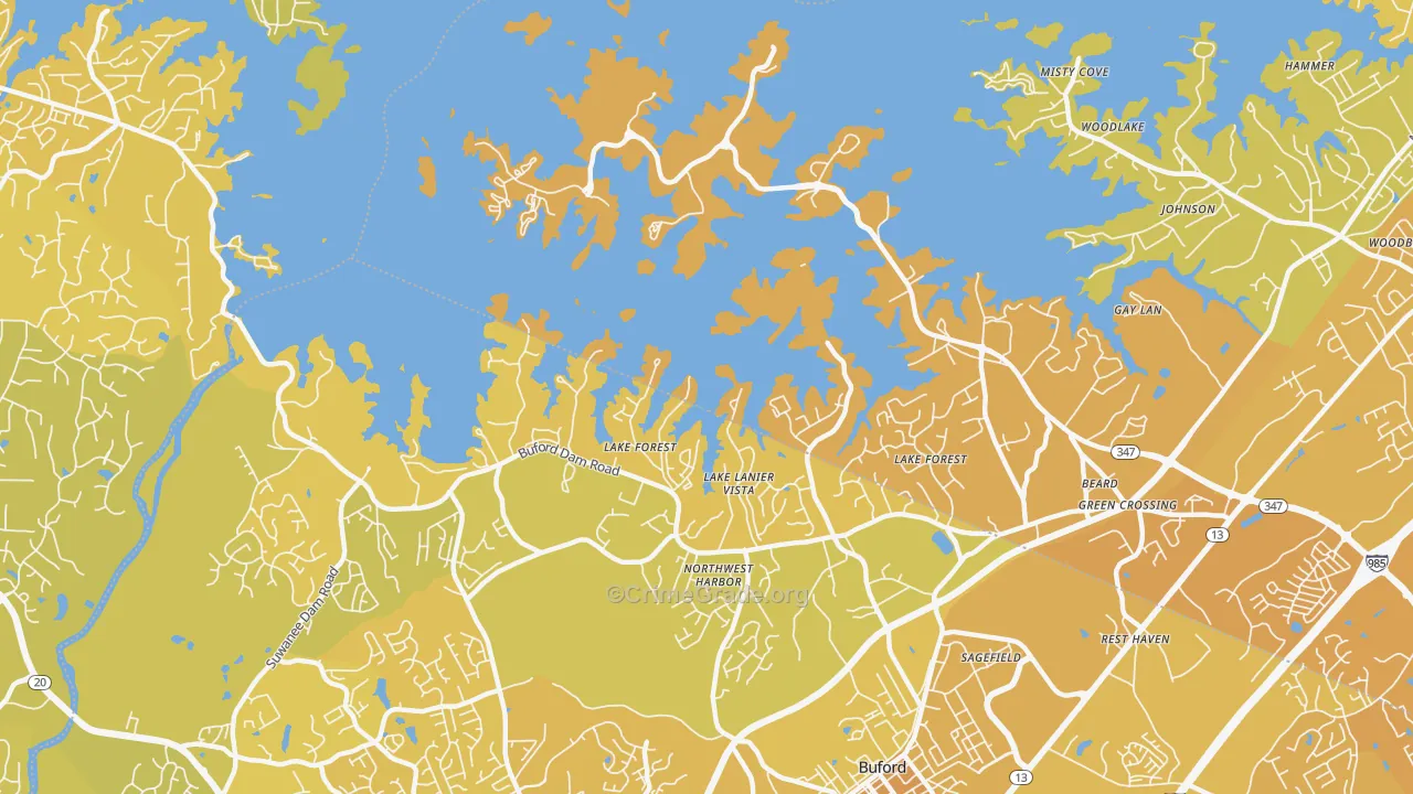 Hog Mountain, GA Map of Vehicle Theft Rates