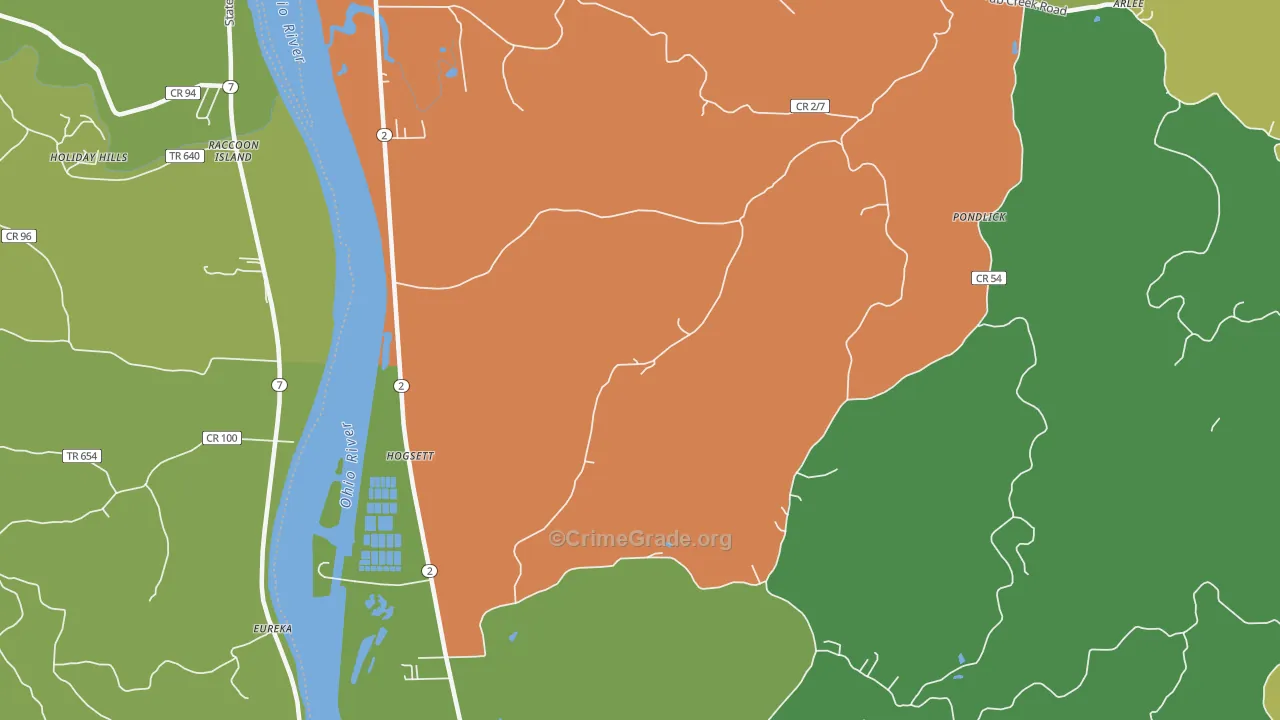 Hogsett, WV Map of Vehicle Theft Rates