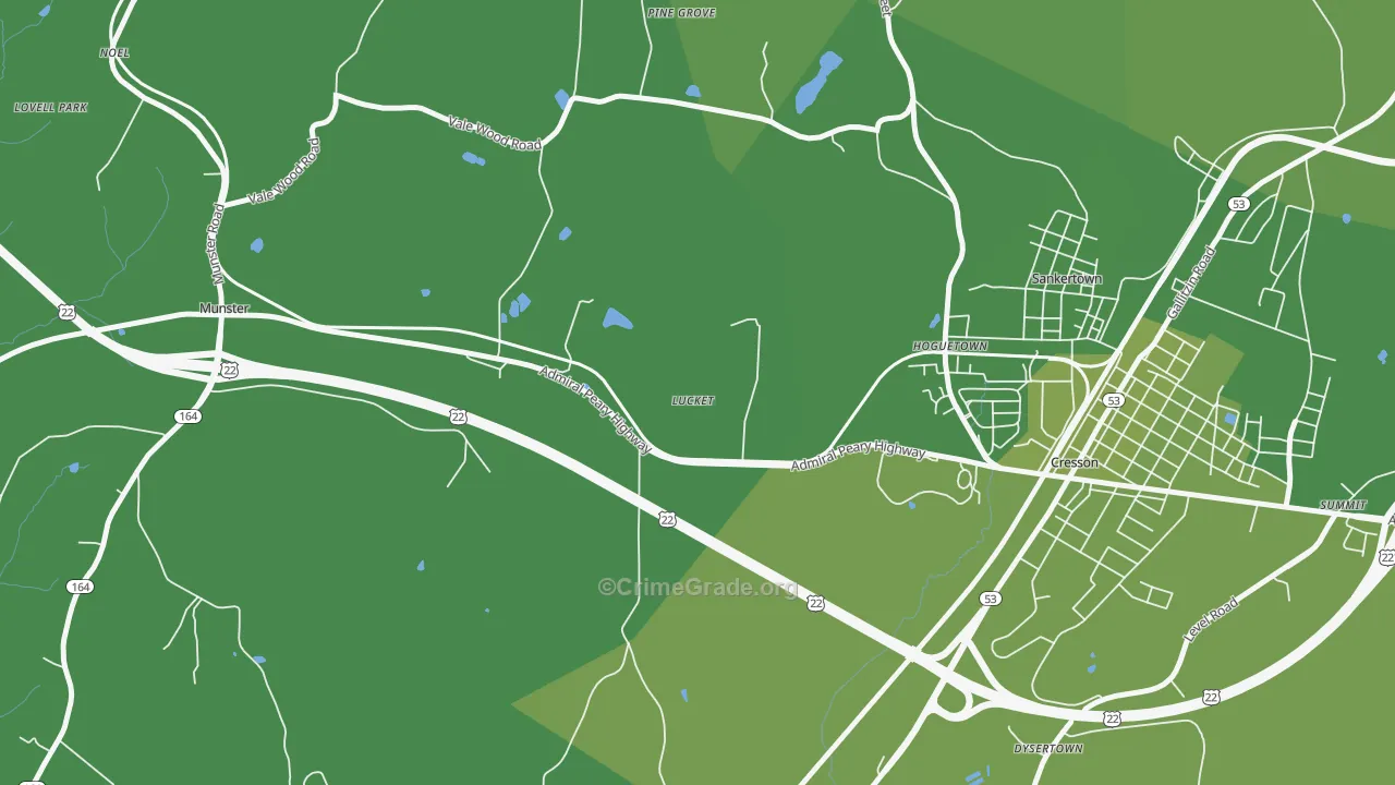 Hoguetown, PA Map of Vehicle Theft Rates