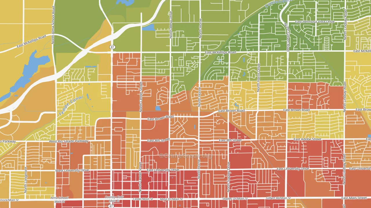 Hohokam Village, Mesa, AZ Map of Vehicle Theft Rates