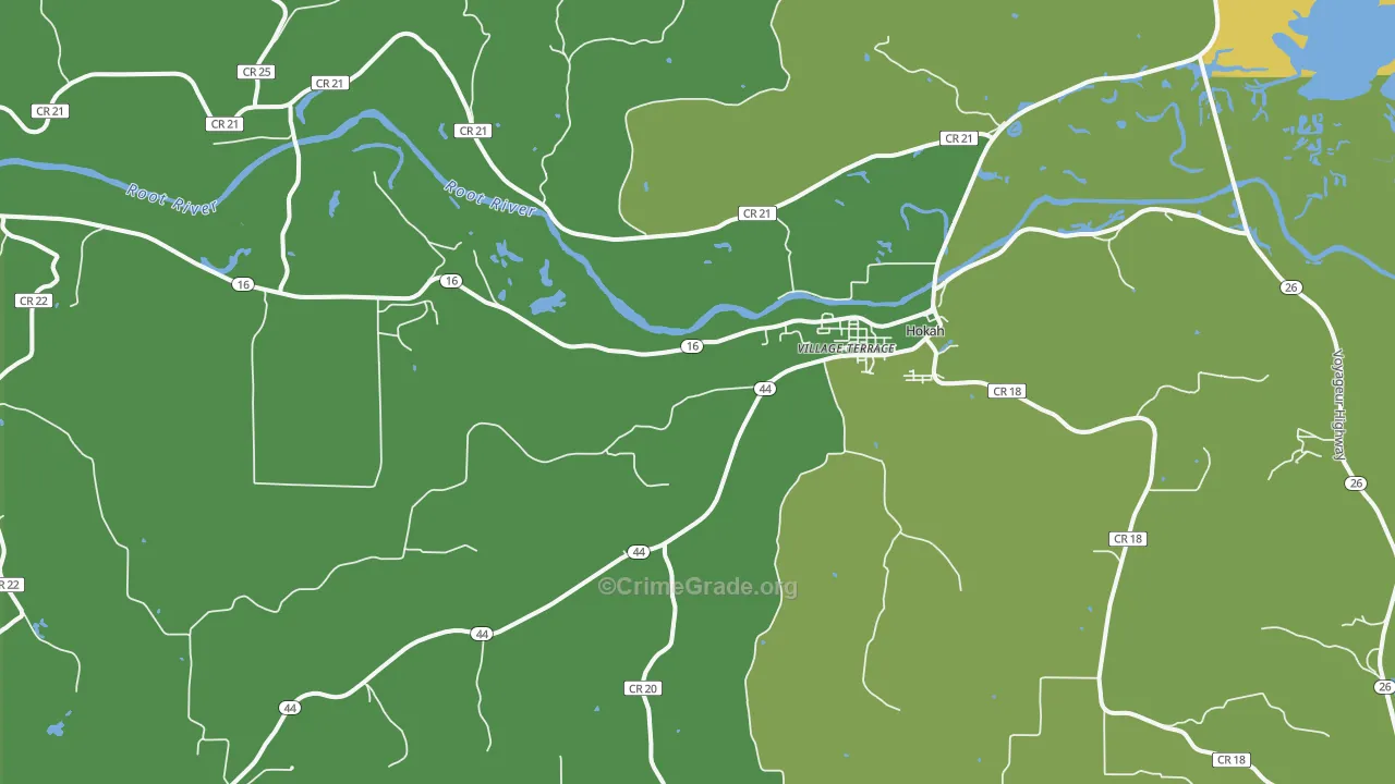 Hokah, MN Map of Vehicle Theft Rates