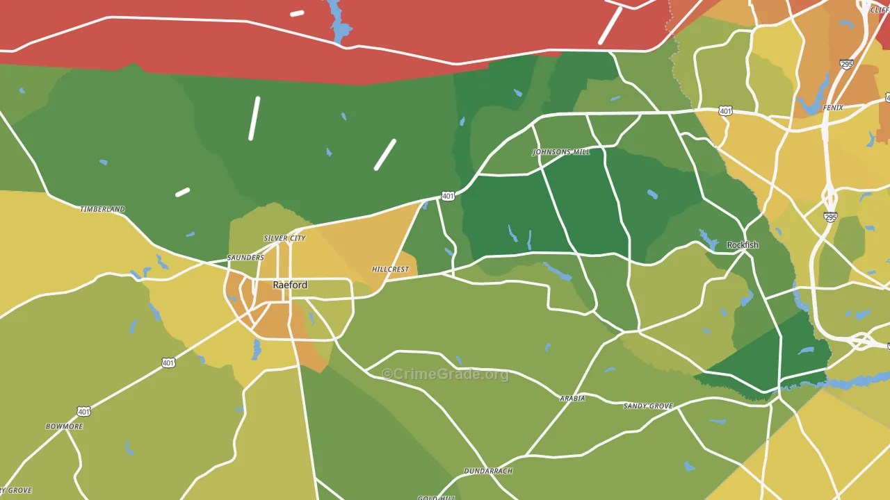 Hoke County, NC Map of Vehicle Theft Rates