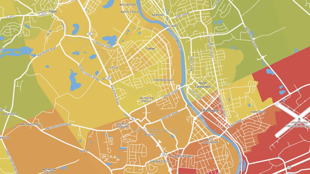 Hokendauqua, PA Map of Vehicle Theft Rates