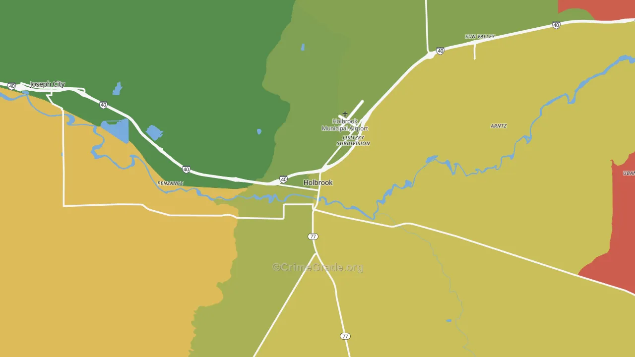 Holbrook, AZ Map of Vehicle Theft Rates