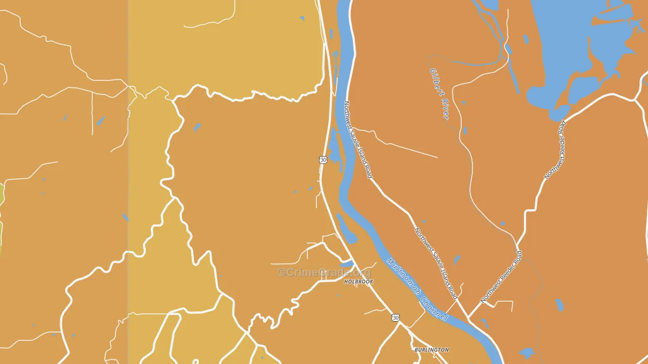 Holbrook, OR Map of Vehicle Theft Rates