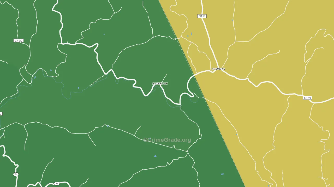 Holbrook, WV Map of Vehicle Theft Rates