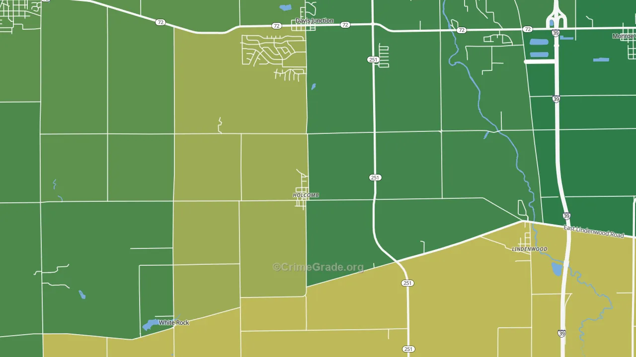Holcomb, IL Map of Vehicle Theft Rates