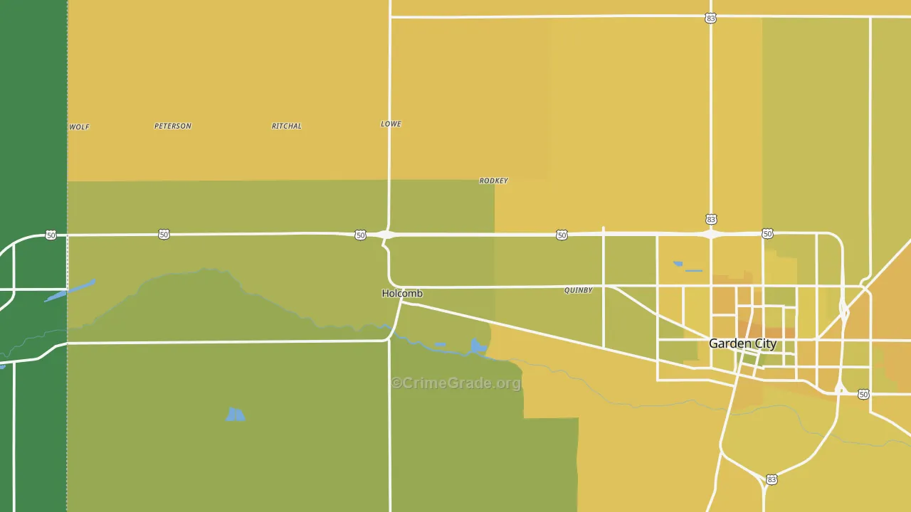 Holcomb, KS Map of Vehicle Theft Rates
