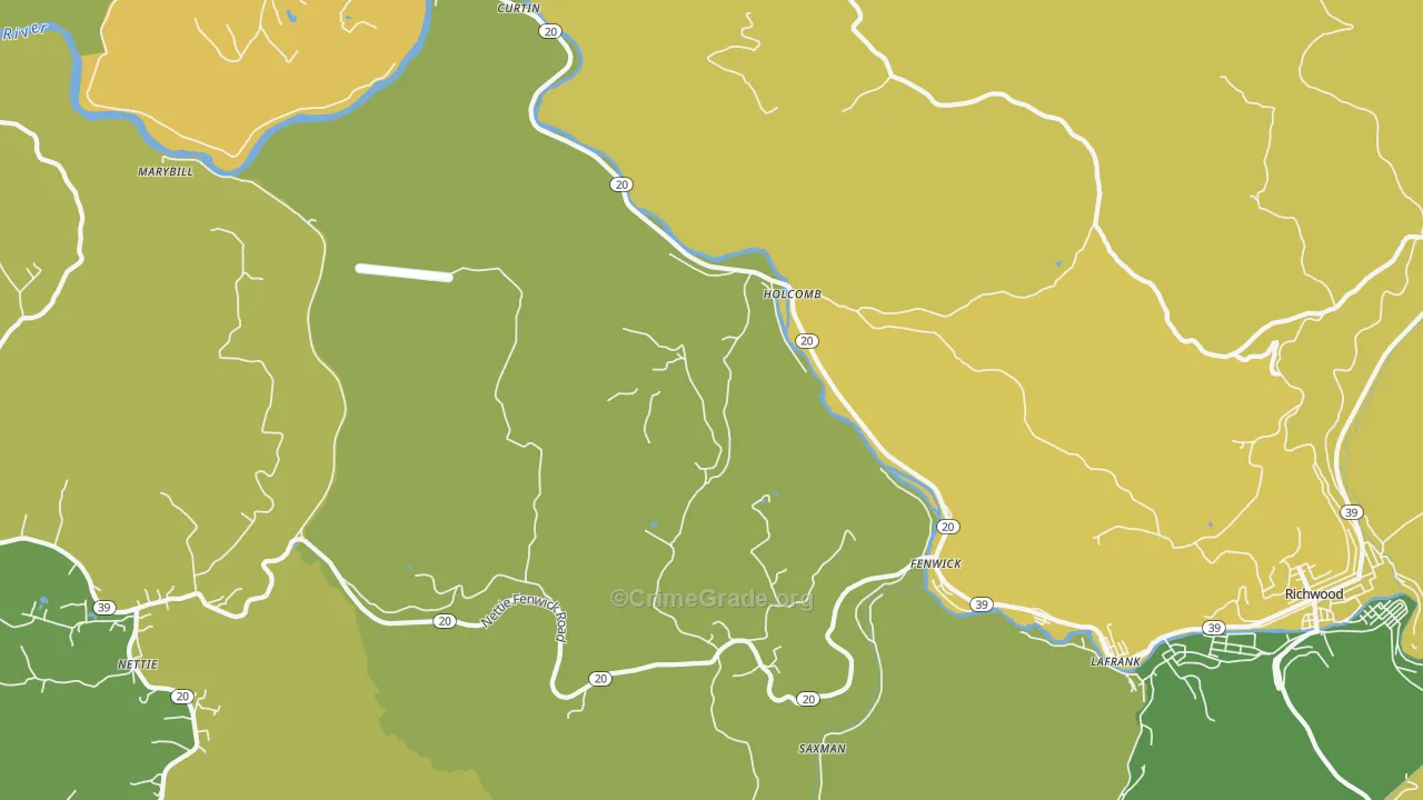 Holcomb, WV Map of Vehicle Theft Rates