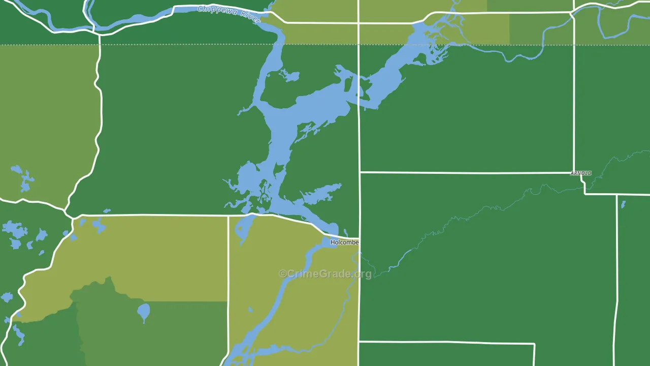 Holcombe, WI Map of Vehicle Theft Rates