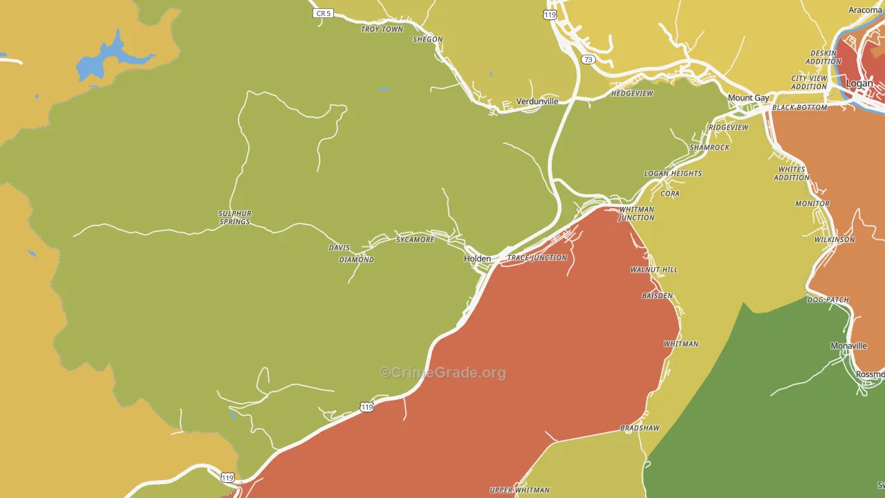 Holden, WV Map of Vehicle Theft Rates