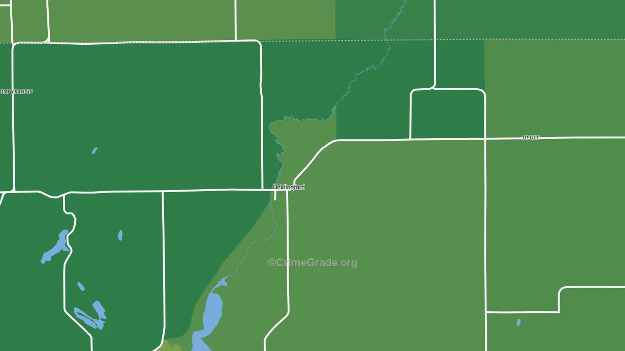 Holdingford, MN Map of Vehicle Theft Rates