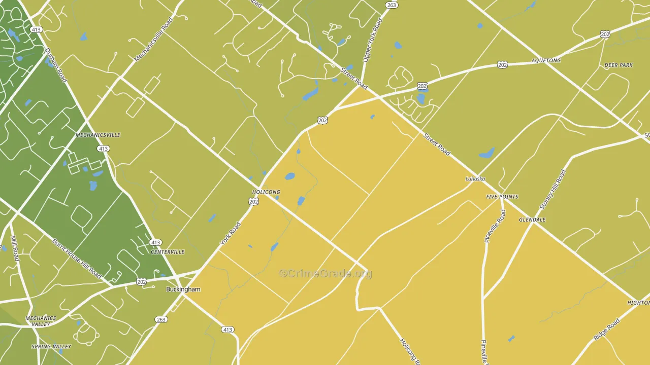 Holicong, PA Map of Vehicle Theft Rates