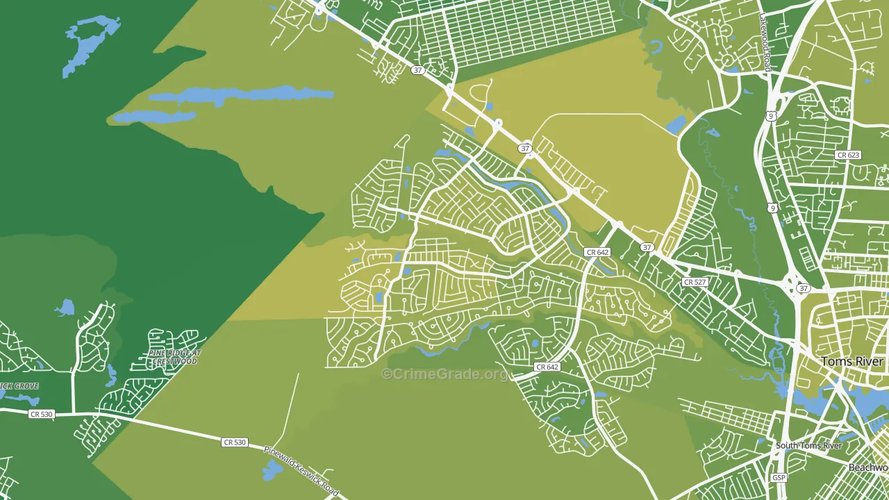 Holiday City-Berkeley, NJ Map of Vehicle Theft Rates