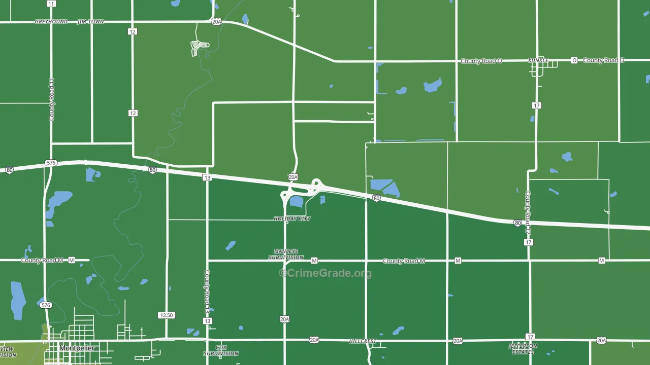 Holiday City, OH Map of Vehicle Theft Rates