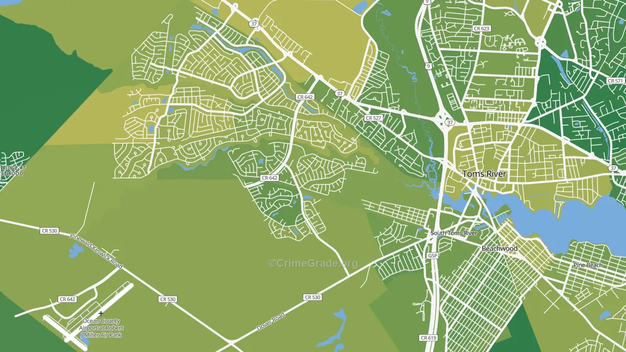 Holiday City South, NJ Map of Vehicle Theft Rates