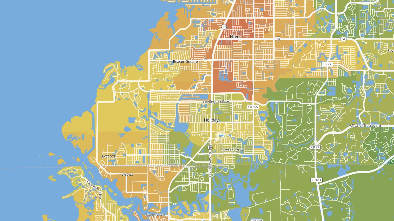 Holiday, FL Map of Vehicle Theft Rates