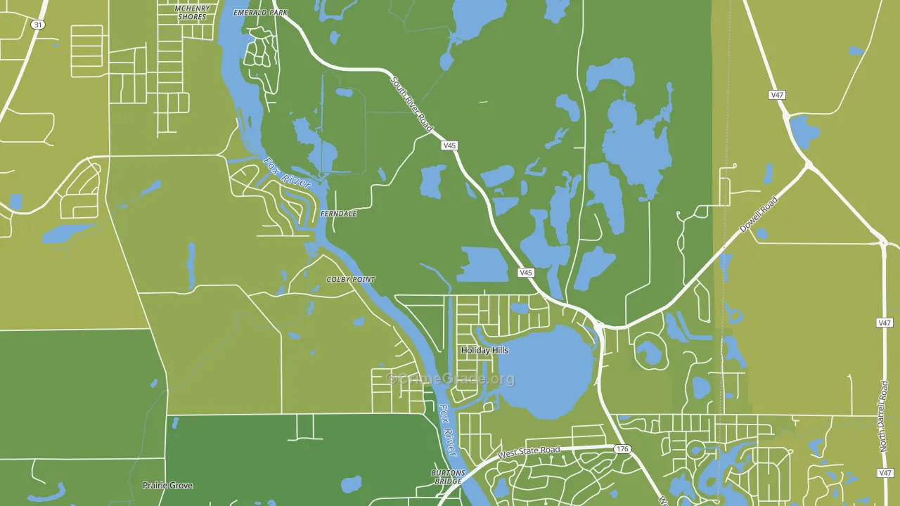 Holiday Hills, IL Map of Vehicle Theft Rates