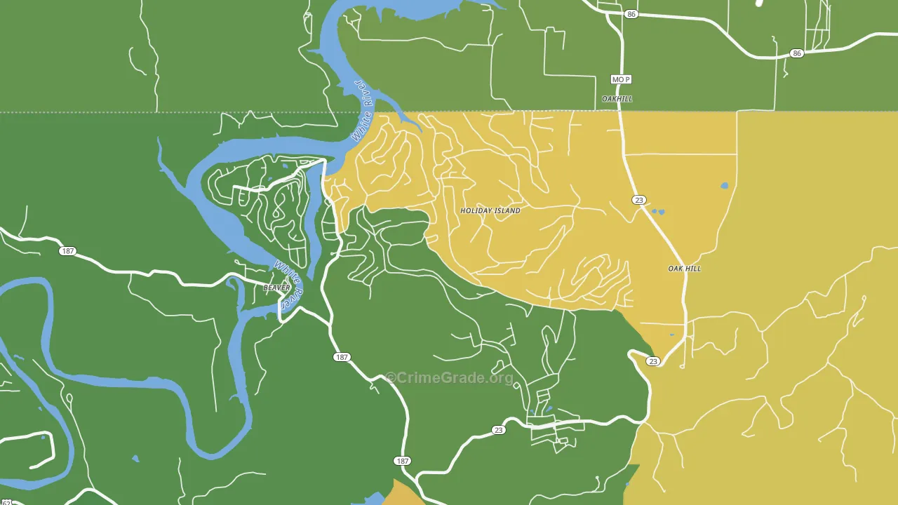 Holiday Island, AR Map of Vehicle Theft Rates