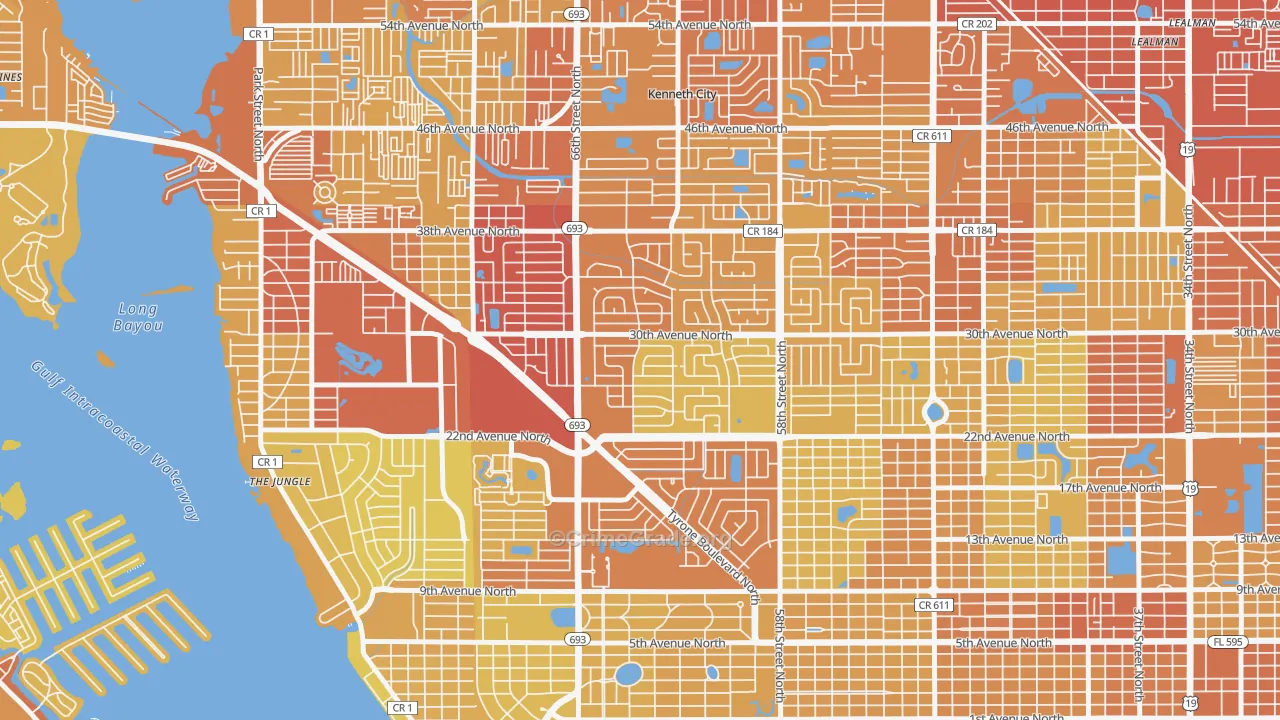 Holiday Park, St. Petersburg, FL Map of Vehicle Theft Rates