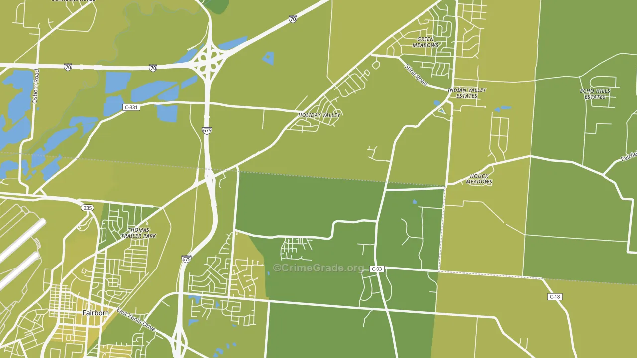 Holiday Valley, OH Map of Vehicle Theft Rates