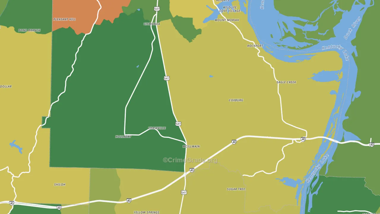 Holladay, TN Map of Vehicle Theft Rates