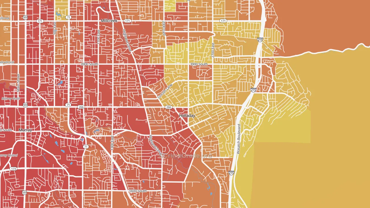Holladay, UT Map of Vehicle Theft Rates