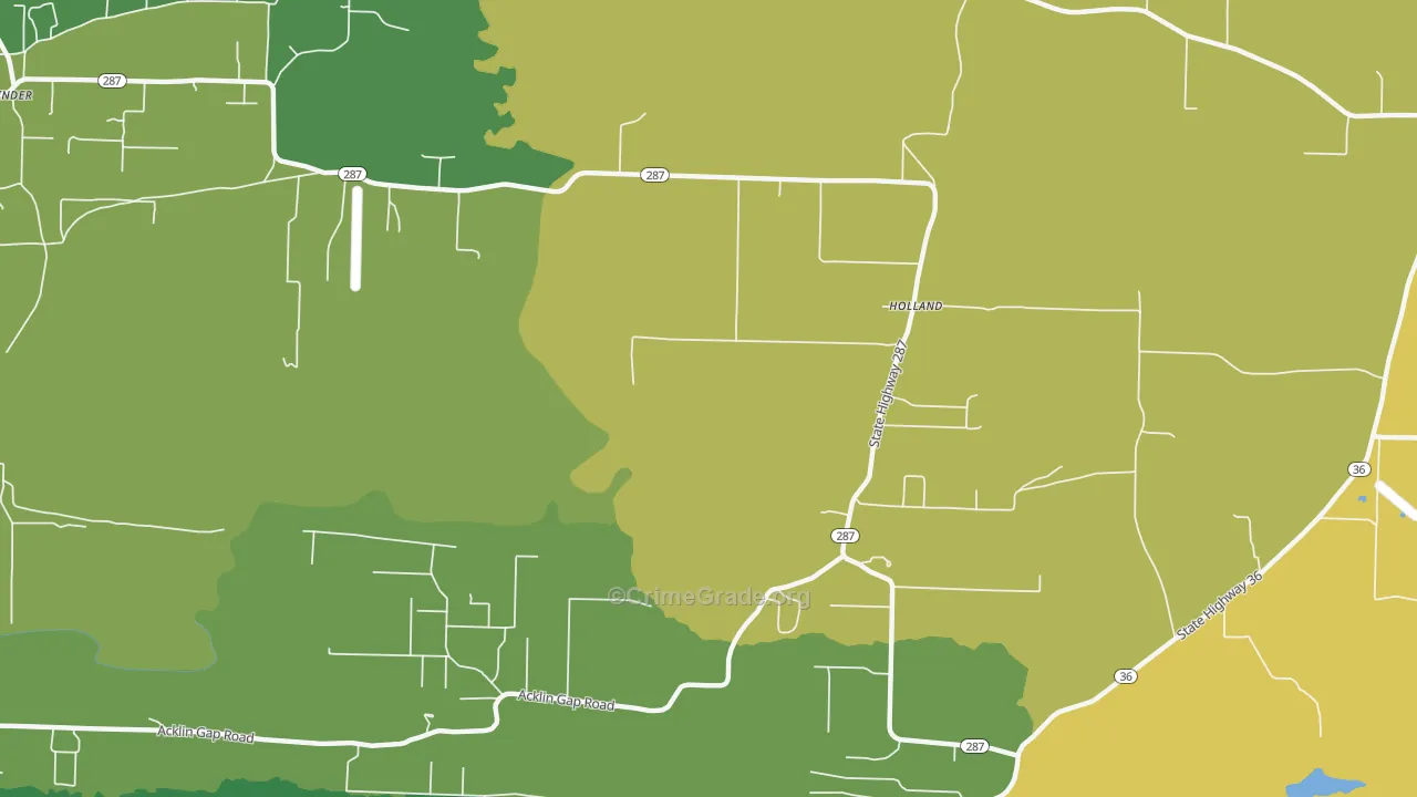 Holland, AR Map of Vehicle Theft Rates