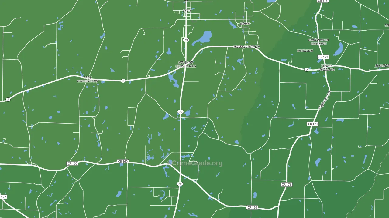 Holland Crossroads, FL Map of Vehicle Theft Rates