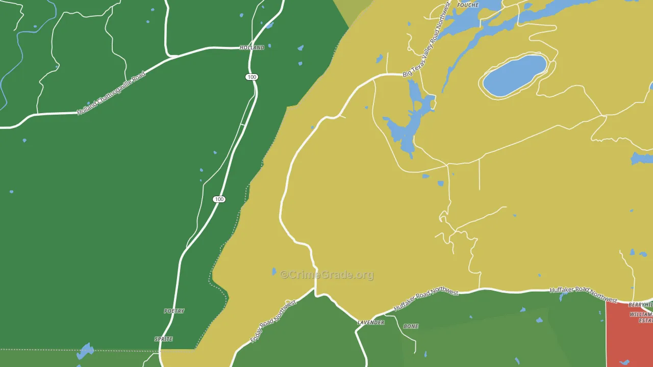 Holland, GA Map of Vehicle Theft Rates