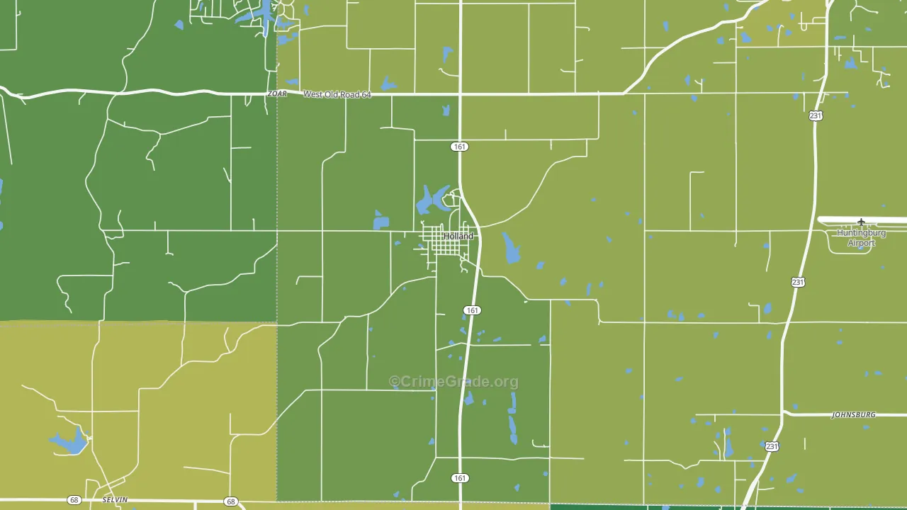 Holland, IN Map of Vehicle Theft Rates