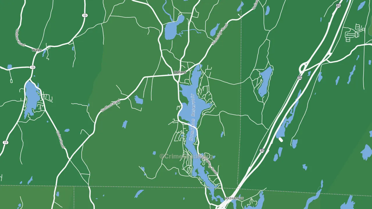 Holland, MA Map of Vehicle Theft Rates