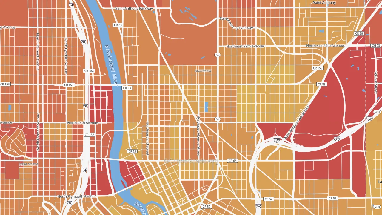 Holland, Minneapolis, MN Map of Vehicle Theft Rates