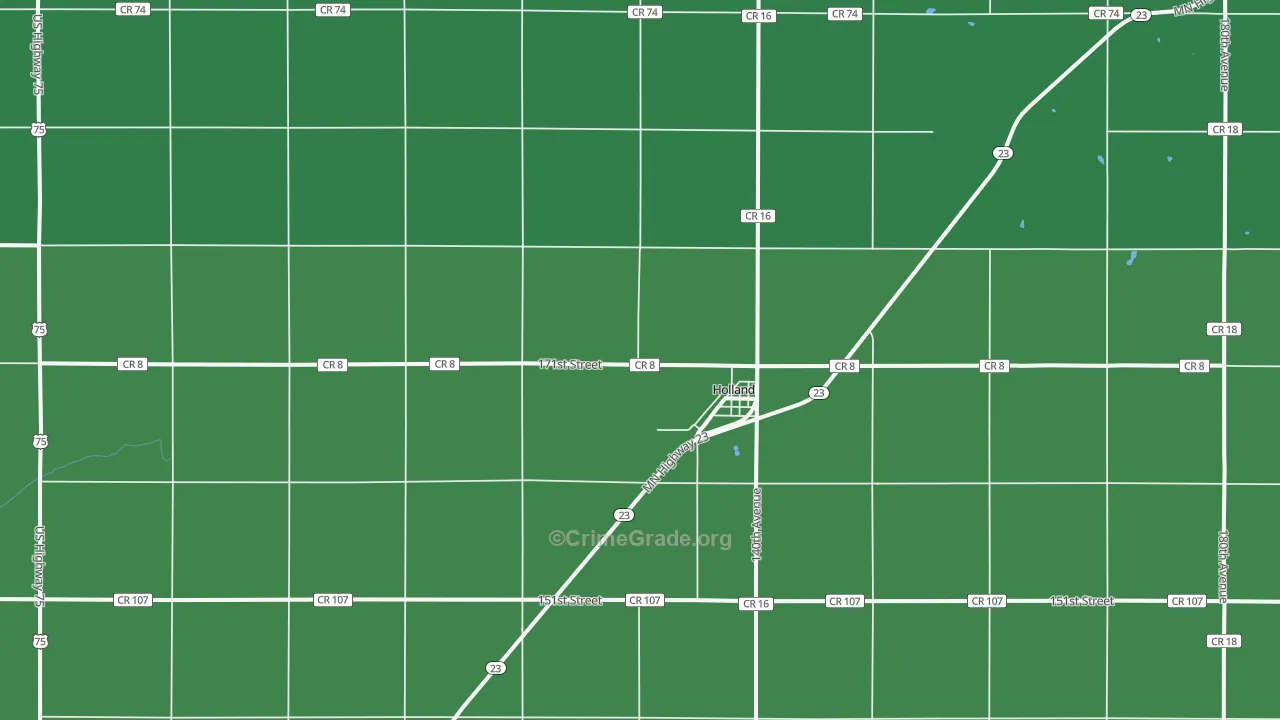 Holland, MN Map of Vehicle Theft Rates