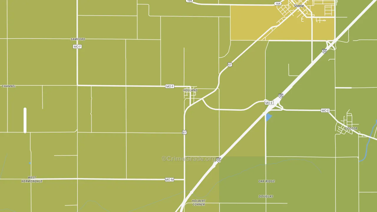 Holland, MO Map of Vehicle Theft Rates