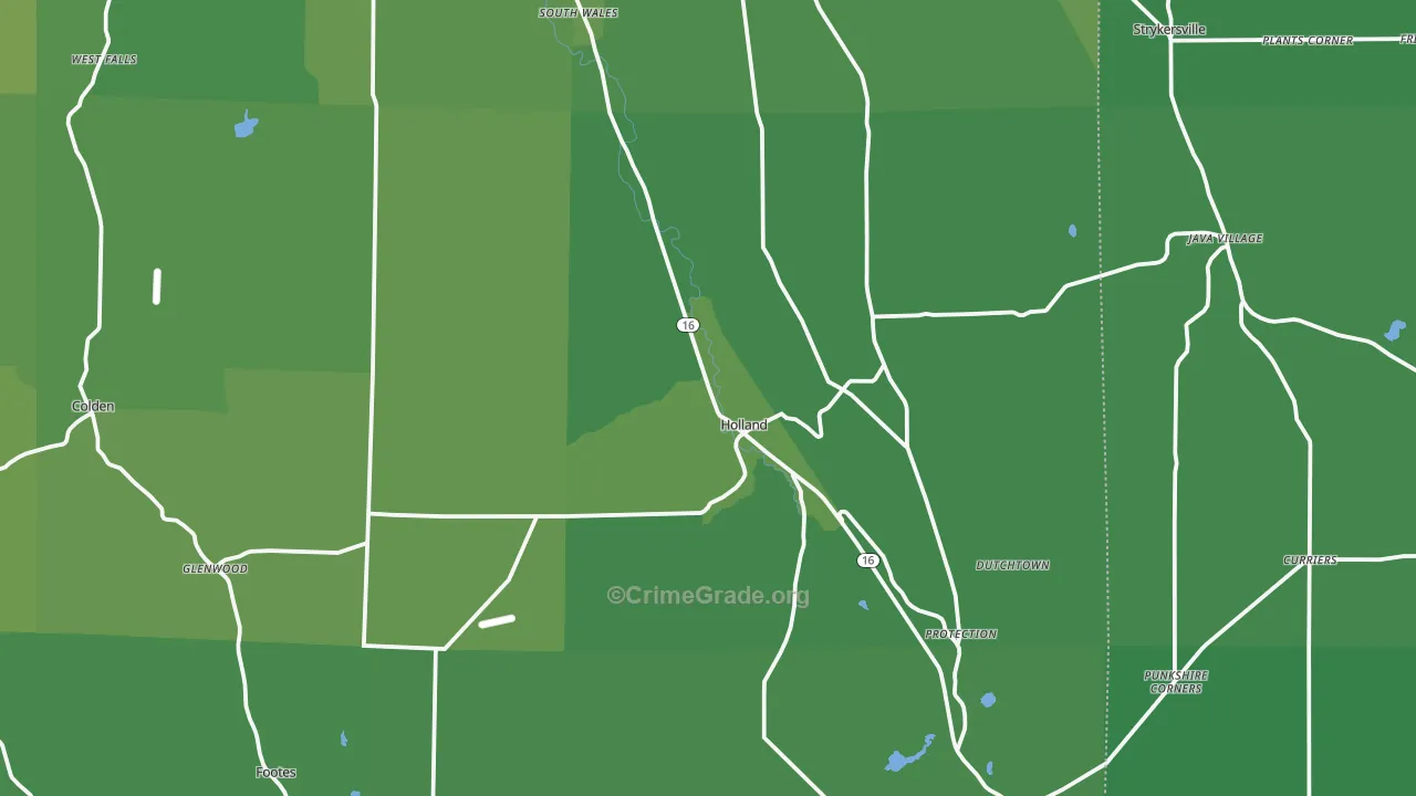 Holland, NY Map of Vehicle Theft Rates