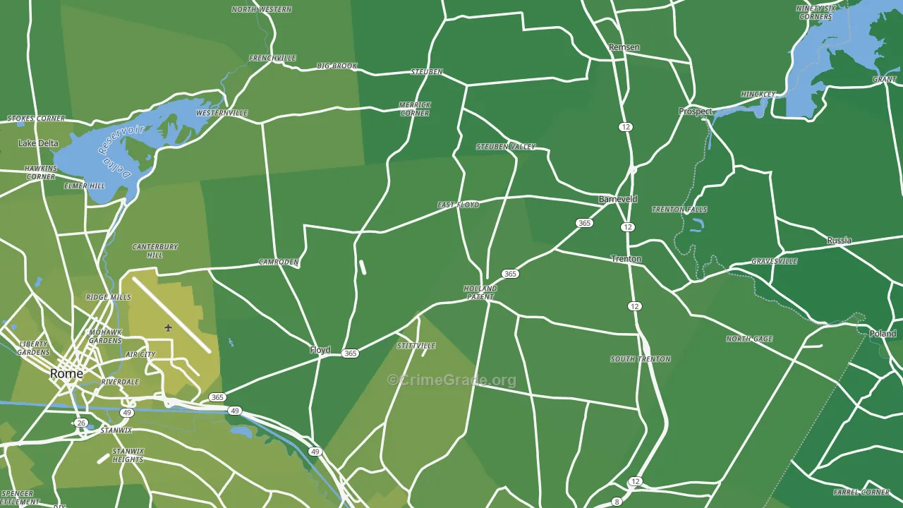 Holland Patent, NY Map of Vehicle Theft Rates