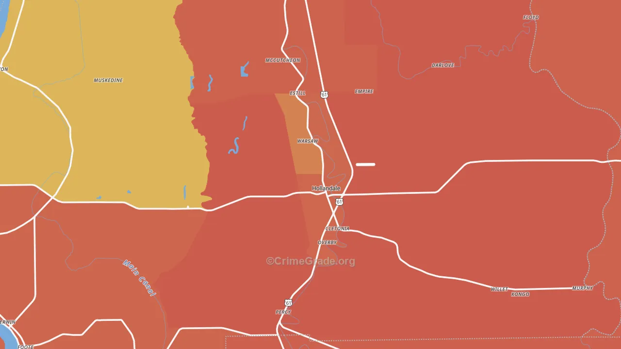 Hollandale, MS Map of Vehicle Theft Rates