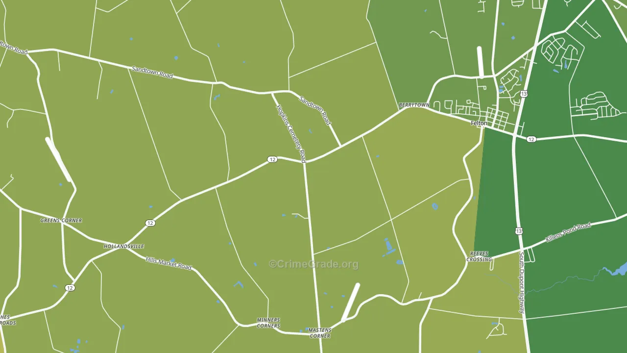 Hollandsville, DE Map of Vehicle Theft Rates