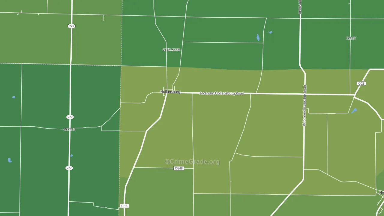 Hollansburg, OH Map of Vehicle Theft Rates