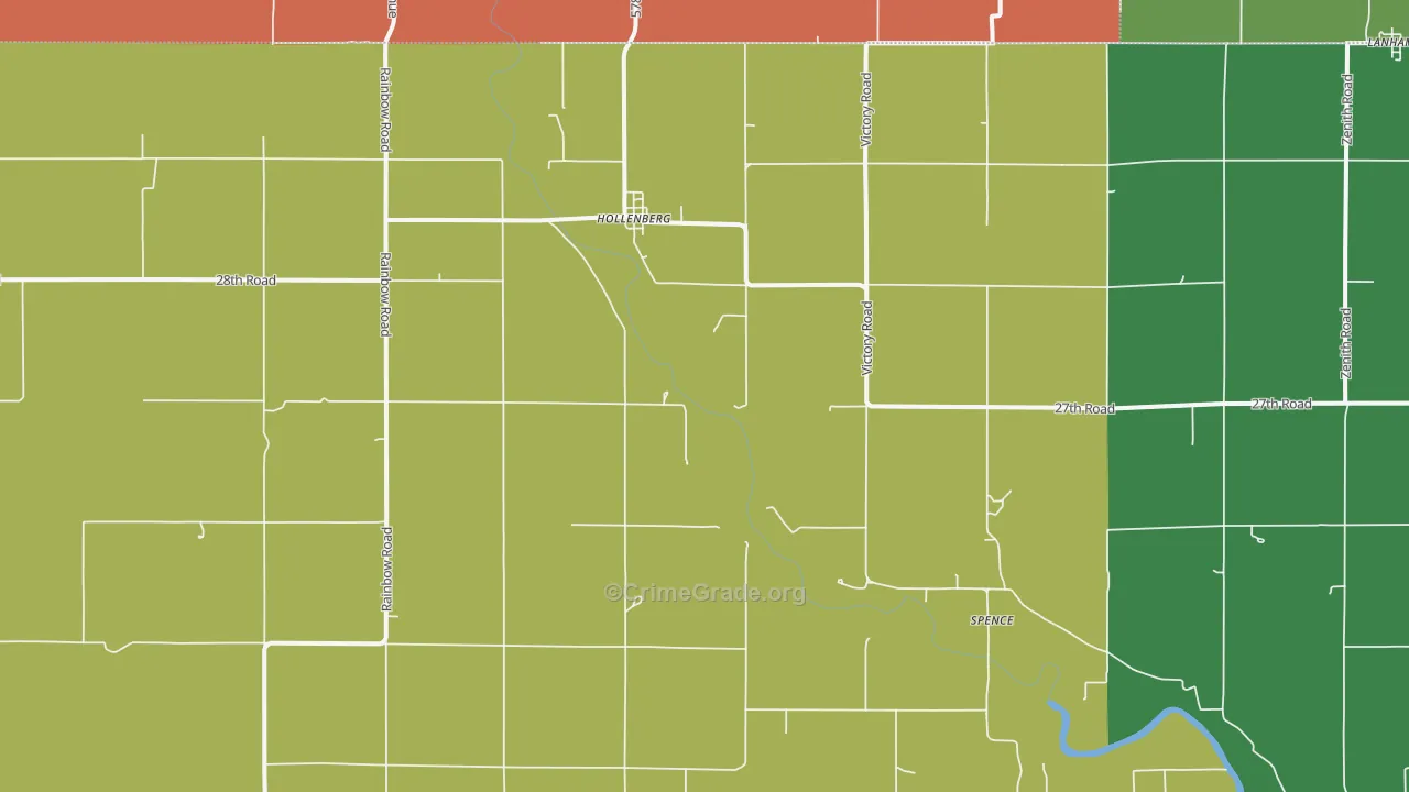 Hollenberg, KS Map of Vehicle Theft Rates