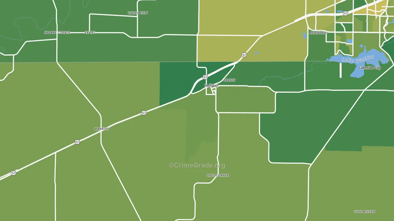 Holliday, TX Map of Vehicle Theft Rates