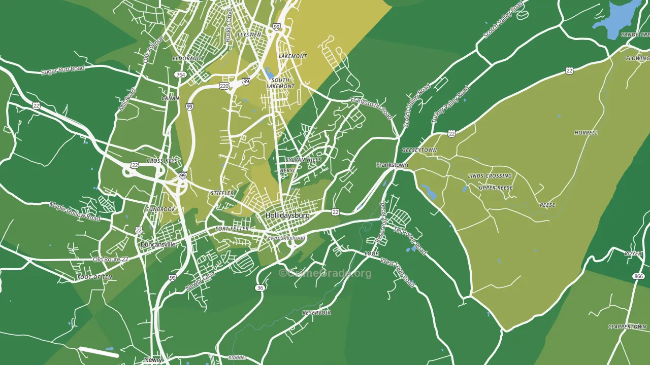Hollidaysburg, PA Map of Vehicle Theft Rates