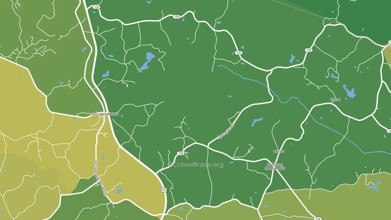 Hollingsworth, GA Map of Vehicle Theft Rates