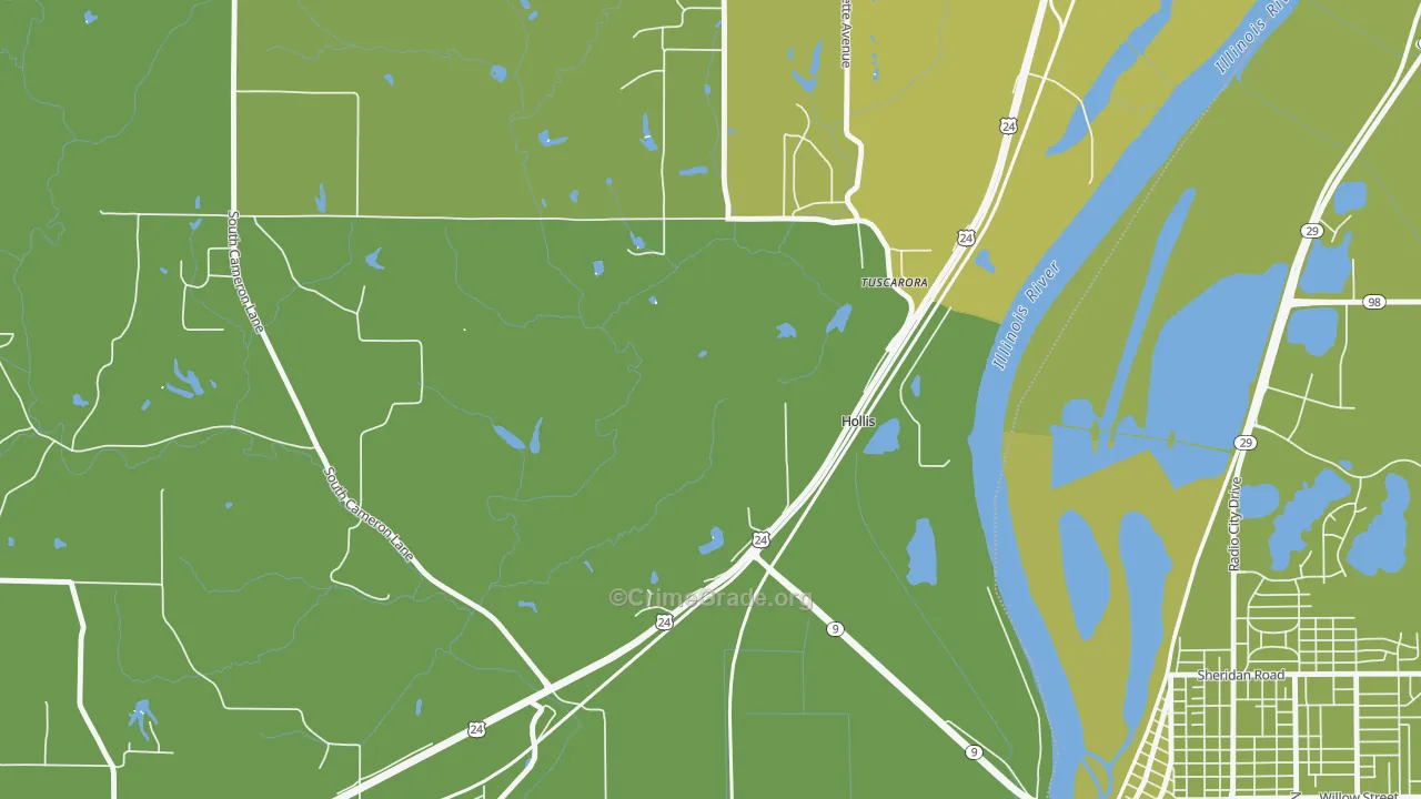 Hollis, IL Map of Vehicle Theft Rates