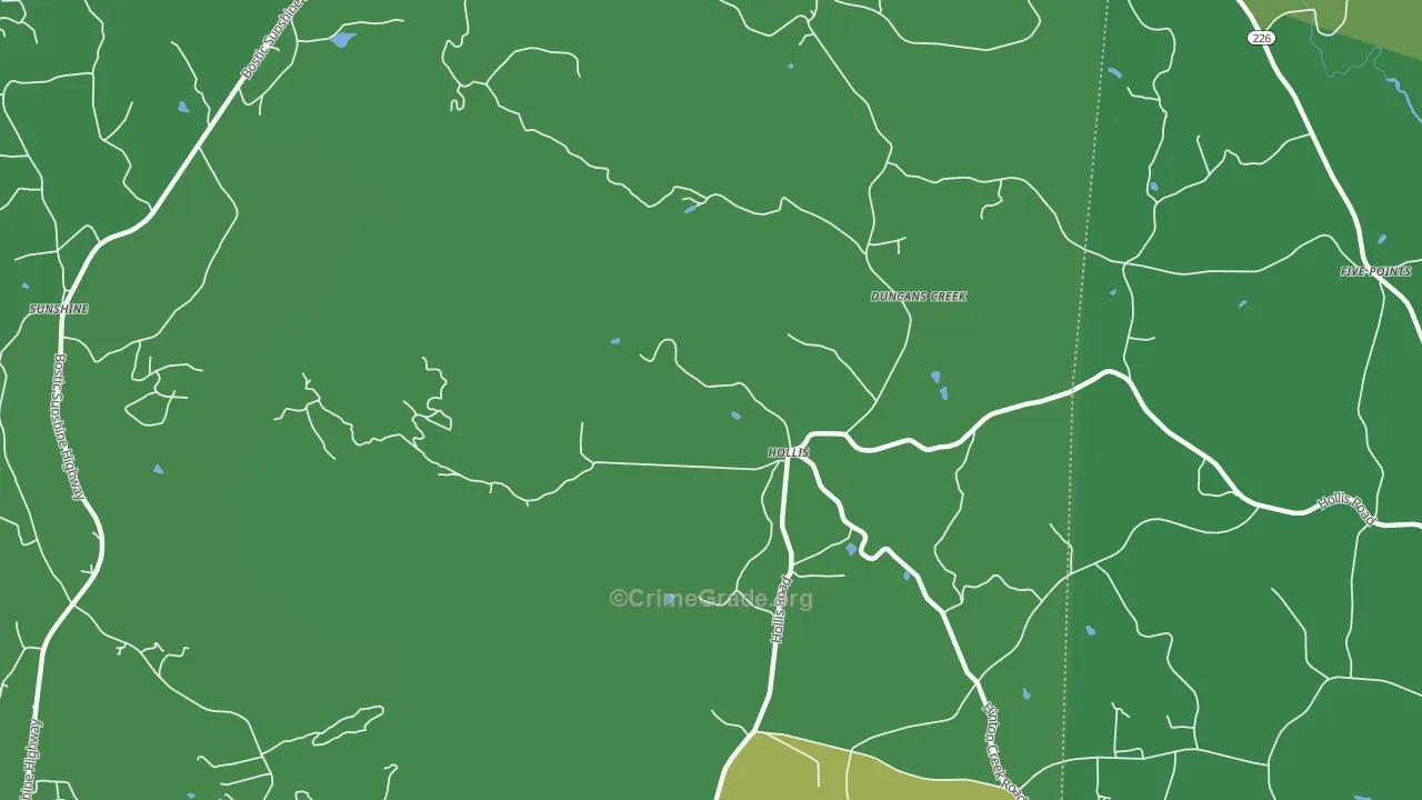 Hollis, NC Map of Vehicle Theft Rates