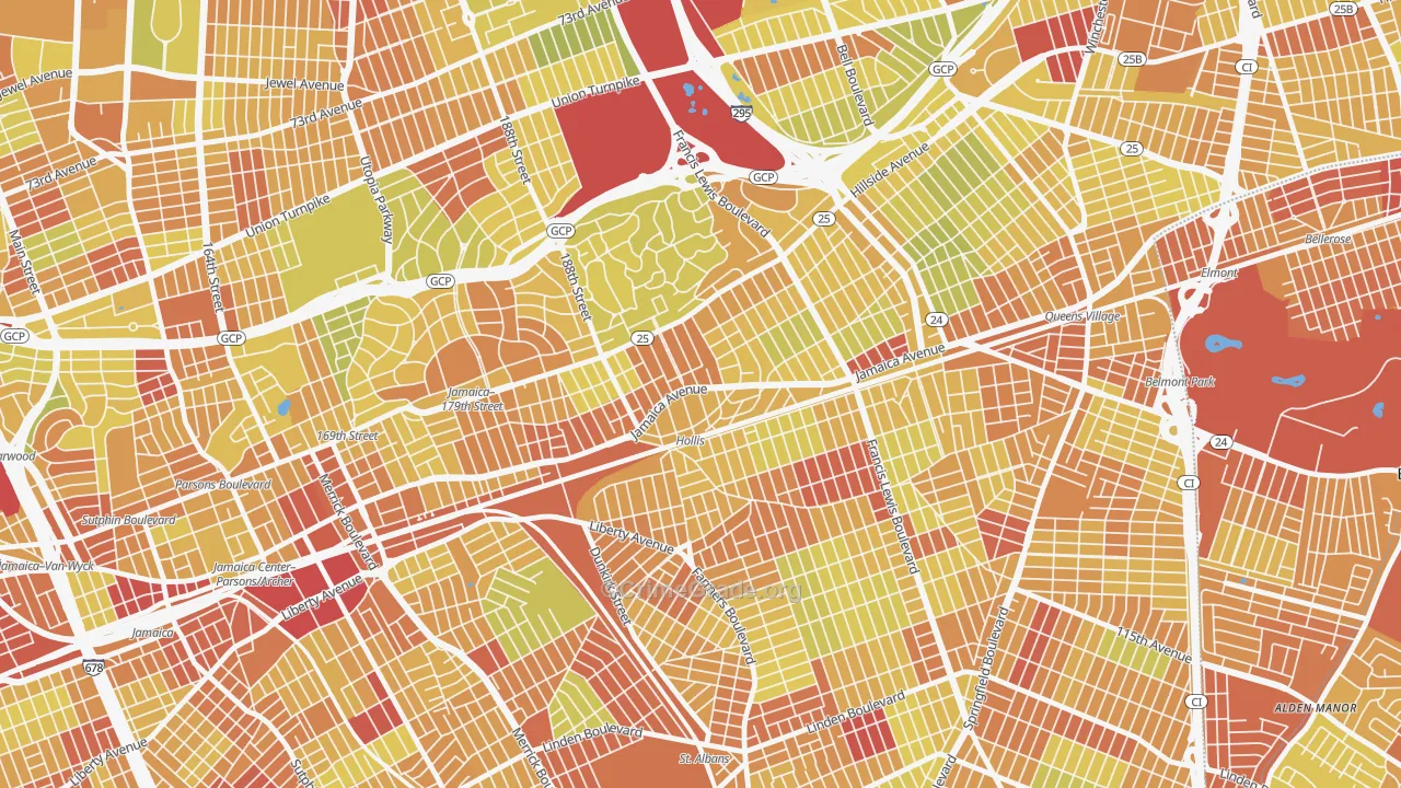 Hollis, Queens, NY Map of Vehicle Theft Rates