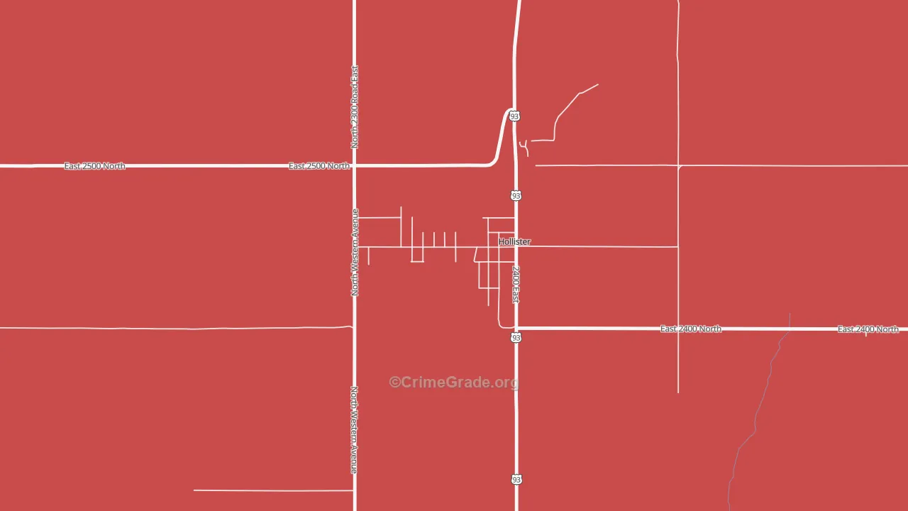 Hollister, ID Map of Vehicle Theft Rates